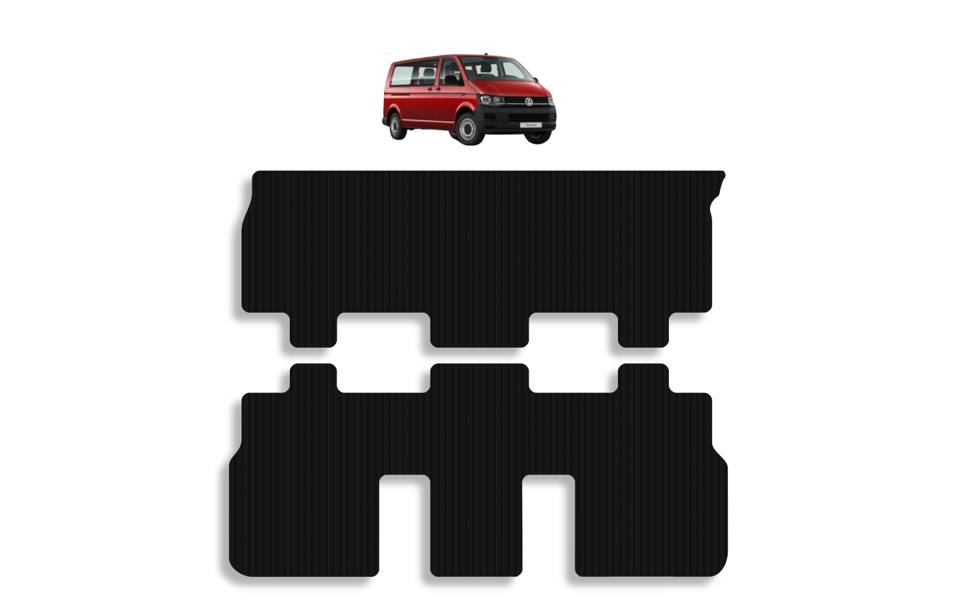 VW Kombi Transporter <b>LONG-WB</b> 2 x Seat Rows Back Passenger Floor Mats (2016-2019) - Image 2